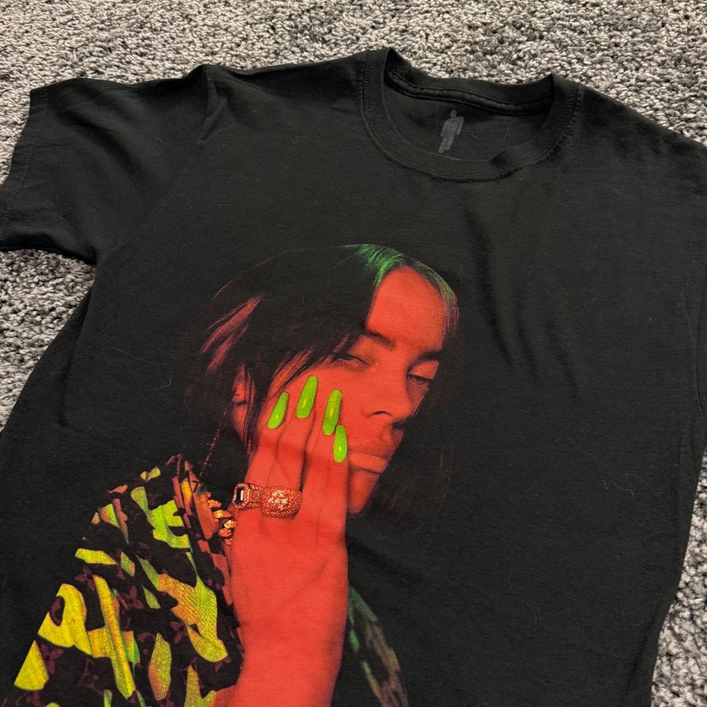 Rare Billie Eilish World Tour T-Shirt Unisex Black Excellent Graphic Tee Small